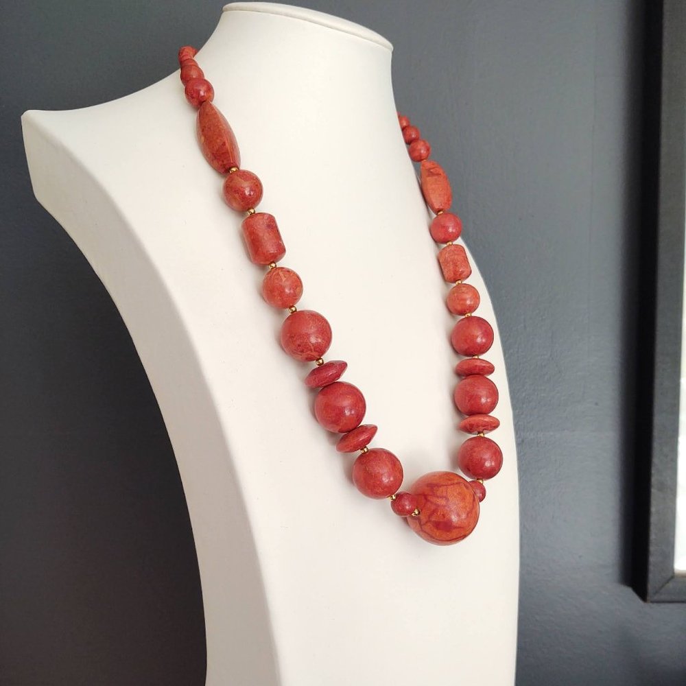 Dramatic Orange Stone Necklace - image 3